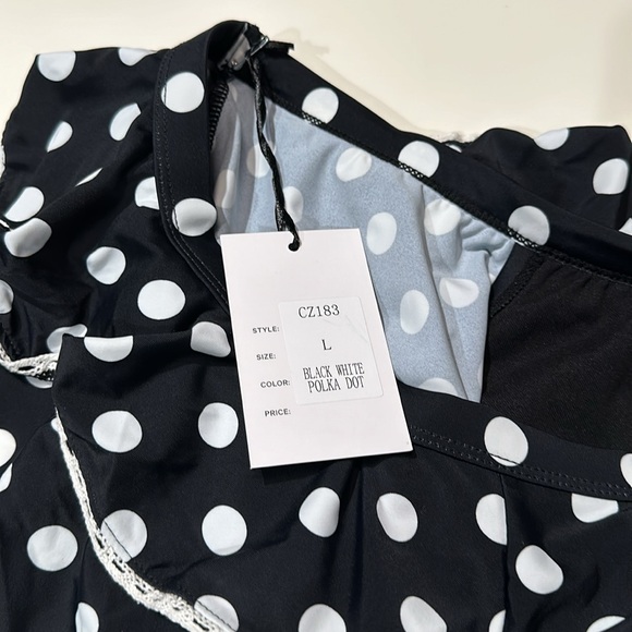 Unique Vintage Retro Polka Dot Swim Top - Picture 5 of 10